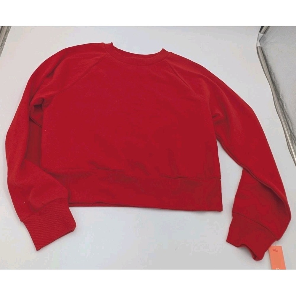 Colsie Women's Red Cropped Raglan Sweatshirt Crewneck Size XS
